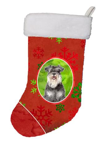 Red Snowflakes Holiday Christmas Schnauzer Christmas Stocking