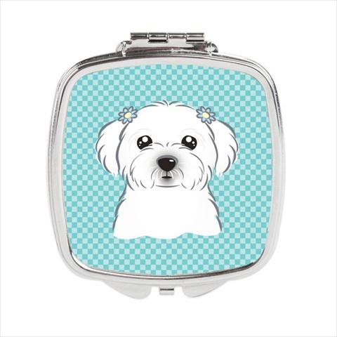 Checkerboard Blue Maltese Compact Mirror- 2.75 x 3 x .3 In.