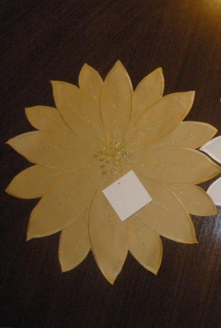 12JX-32-004G 17 in. Poinsettia Star Placemat- Gold