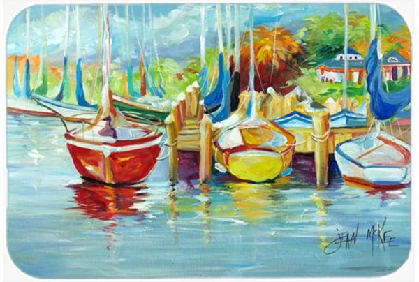 On The Dock Sailboats Glass Cutting Board- Large