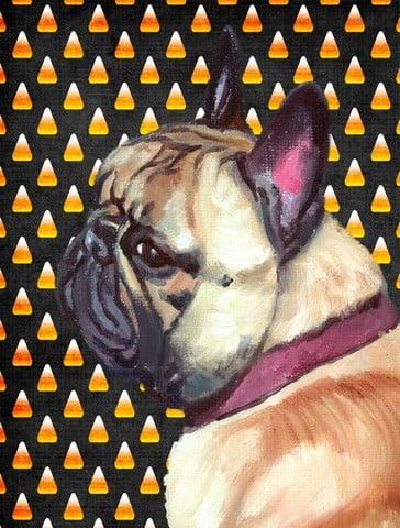 French Bulldog Frenchie Candy Corn Halloween Flag Garden Size