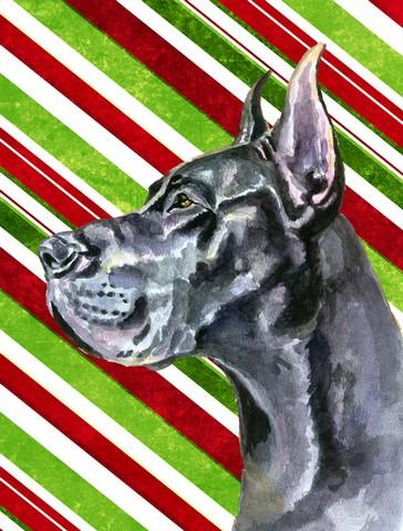 LH9592GF Black Great Dane Candy Cane Holiday Christmas Flag Garden Size