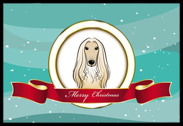 Afghan Hound Merry Christmas Indoor & Outdoor Mat- - 18 x 27 in.