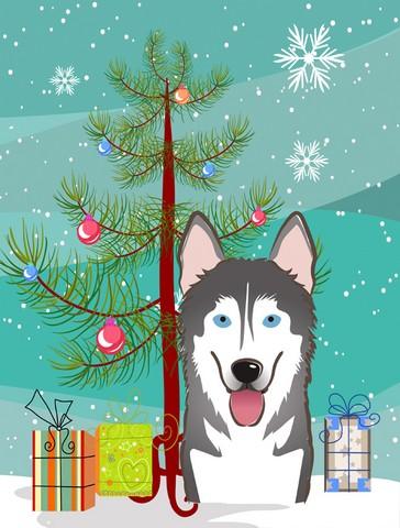 BB1590GF Christmas Tree And Alaskan Malamute Flag Garden Size