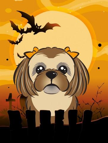 BB1807GF Halloween Chocolate Brown Shih Tzu Flag Garden Size