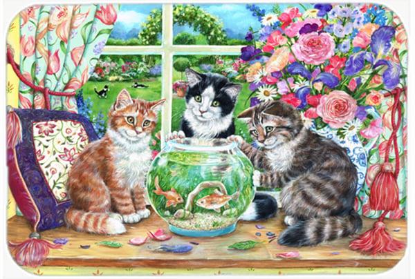 Cats Just Looking in the Fish Bowl Glass Large Cutting Board