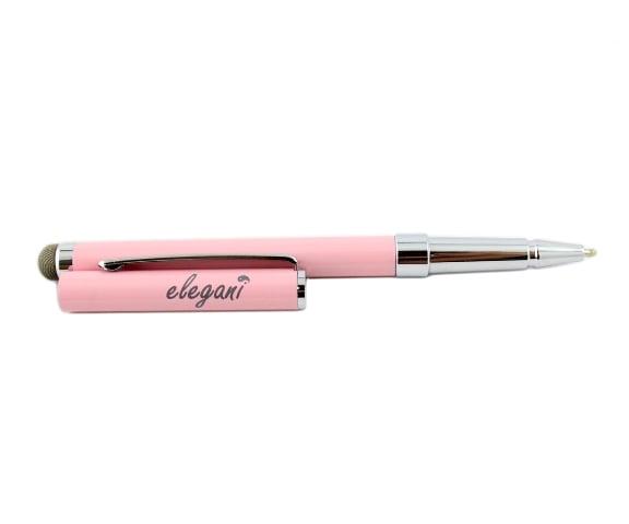 2 in 1 Dual Function Conductive Microfiber Fabric Capacitive Stylus Rollerball Ink Pen, Pink