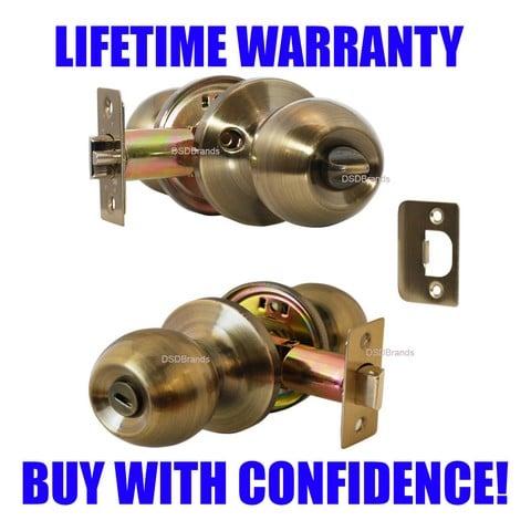 Chronos Privacy Door Lever Lock Set Knob Handle Set- Antique Bronze