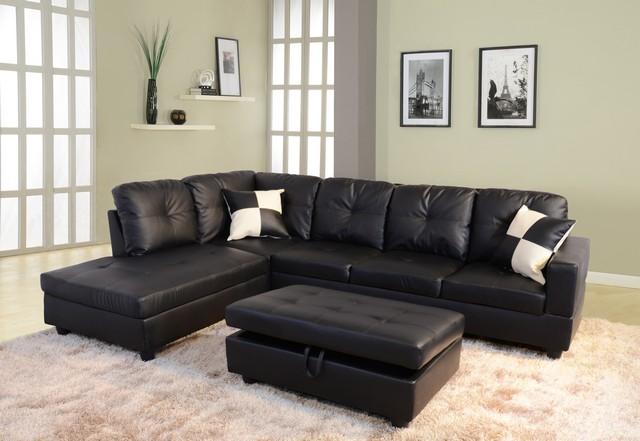 Urbania Left Hand Facing Sectional Sofa- Black - 35 x 103.5 x 74.5 in.