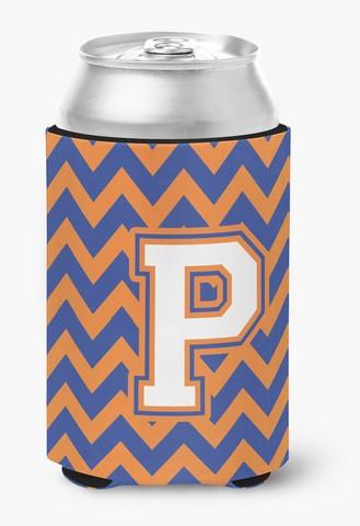 CJ1060-PCC Letter P Chevron Blue & Orange No.3 Can or Bottle Hugger