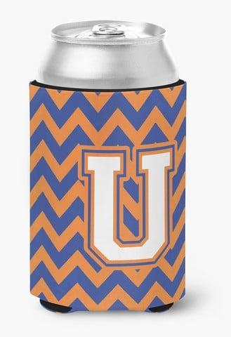 Letter U Chevron Blue & Orange No.3 Can or Bottle Hugger