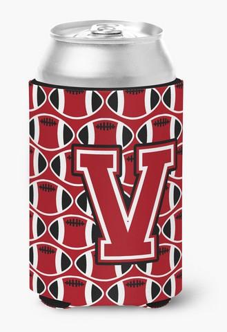 Letter V Football Red, Black & White Can or Bottle Hugger