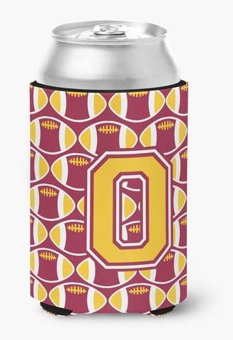 CJ1081-OCC Letter O Football Maroon & Gold Can or Bottle Hugger