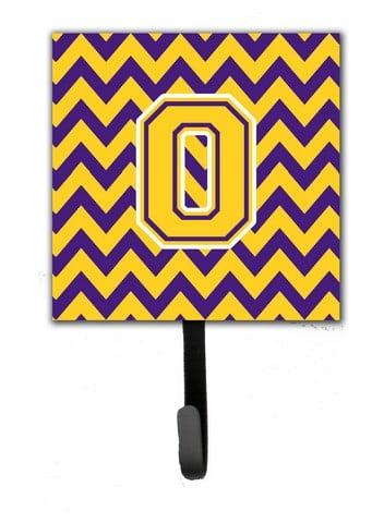 CJ1041-OSH4 Letter O Chevron Purple & Gold Leash or Key Holder, 6 x 1.25 x 4.25 in.