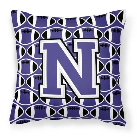 CJ1068-NPW1414 Letter N Football Purple & White Fabric Decorative Pillow