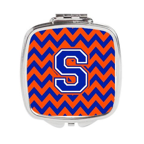 Letter S Chevron Orange & Blue Compact Mirror - 3 x 0.3 x 2.75 in.