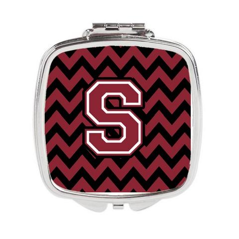 CJ1052-SSCM Letter S Chevron Garnet & Black Compact Mirror
