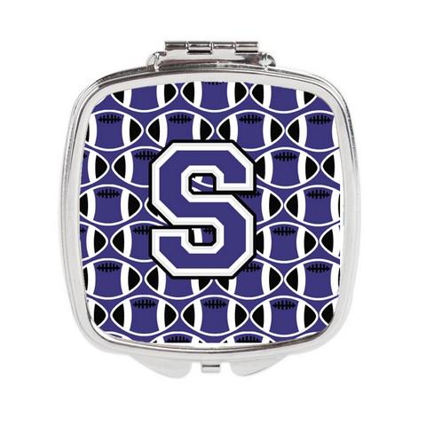 CJ1068-SSCM Letter S Football Purple & White Compact Mirror