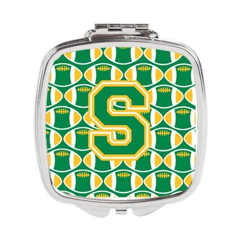 CJ1069-SSCM Letter S Football Green & Gold Compact Mirror