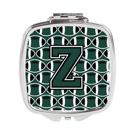 Letter Z Football Green & White Compact Mirror