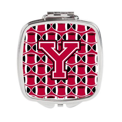 CJ1079-YSCM Letter Y Football Crimson & White Compact Mirror