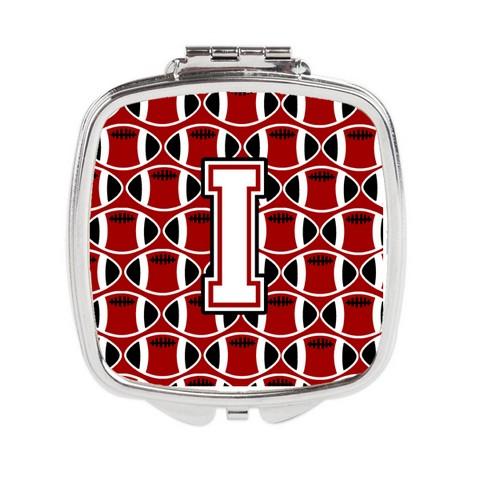 CJ1082-ISCM Letter I Football Cardinal & White Compact Mirror