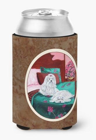 7110CC Maltese & Puppy Waiting on You Can or Bottle Hugger