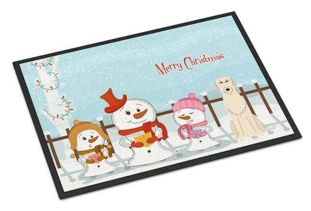 BB2396MAT Merry Christmas Carolers Irish Wolfhound Indoor or Outdoor Mat, 18 x 0.25 x 27 in.