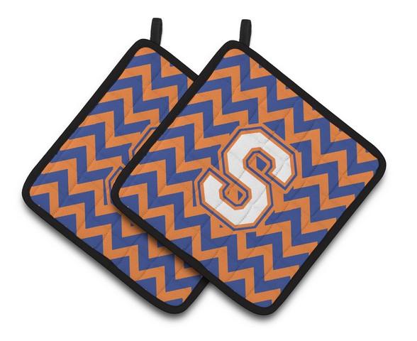 Letter S Chevron Blue & Orange No. 3 Pair of Pot Holders