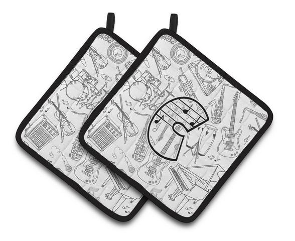 Letter C Musical Note Letters Pair of Pot Holders 7.5 x 3 x 7.5 in.