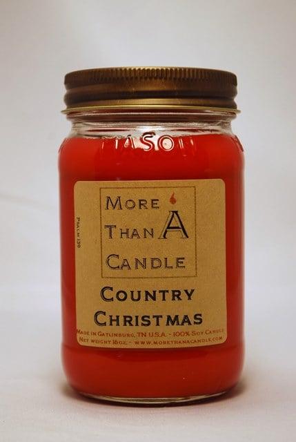 16 oz Mason Jar Soy Candle, Country Christmas