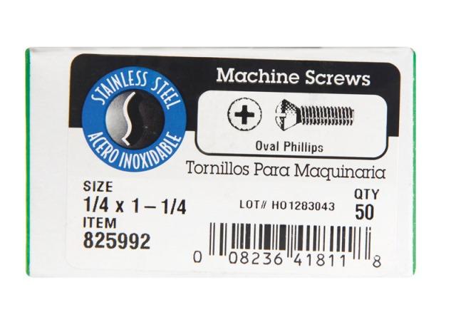 825992 0.25-20 x 1.25 in. Phillips Head Stainless Steel Machine Screw