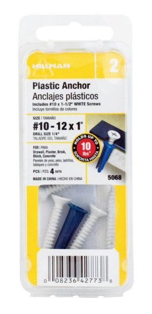 5071 10-12 watt Plastic Anchors with Screw  Blue - pack of 10