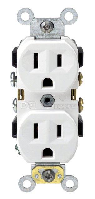 CBR15-00W 15 amp Decorative Duplex Receptacle  White