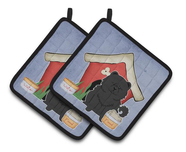 Dog House Collection Chow Chow Black Pair of Pot Holders