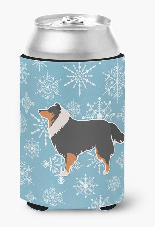 BB3530CC Winter Snowflake Sheltie & Shetland Sheepdog Can or Bottle Hugger