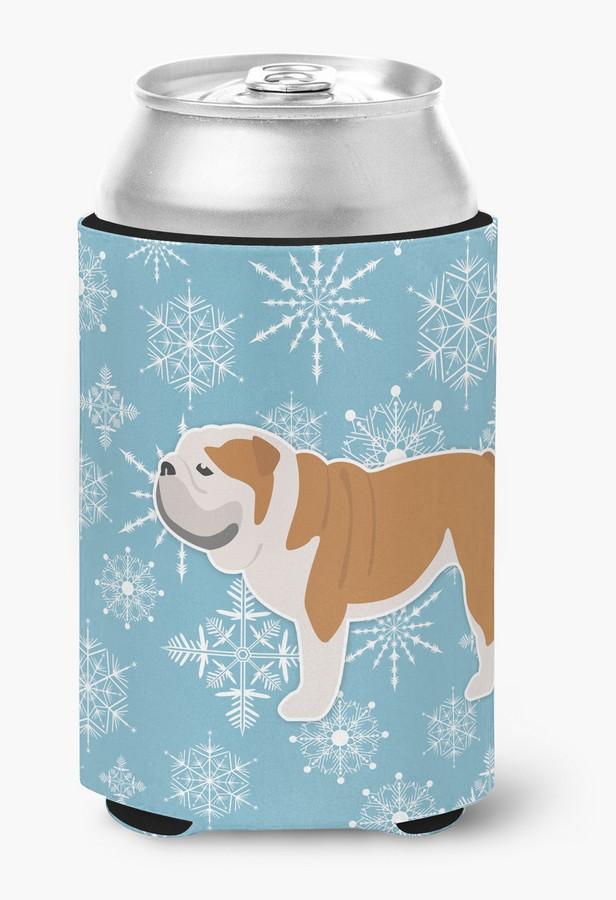 BB3562CC Winter Snowflake English Bulldog Can or Bottle Hugger