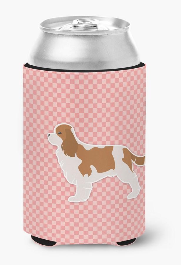 Cavalier King Charles Spaniel Checkerboard Pink Can or Bottle Hugger