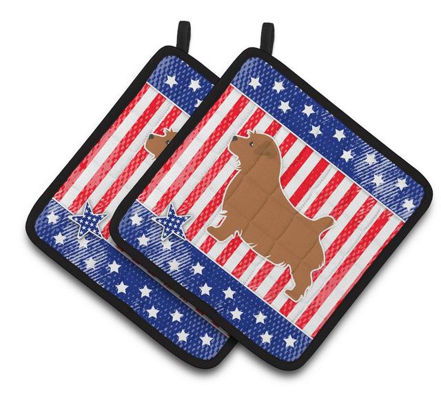 USA Patriotic Norfolk Terrier Pair of Pot Holders