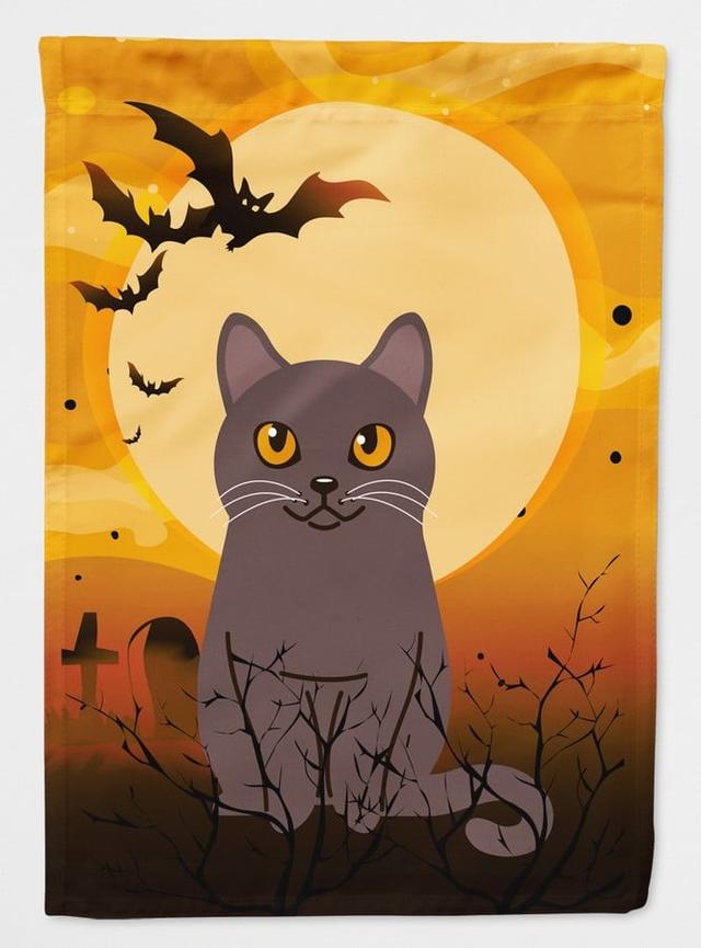 BB4443CHF Halloween Chartreux Cat Flag Canvas House Size