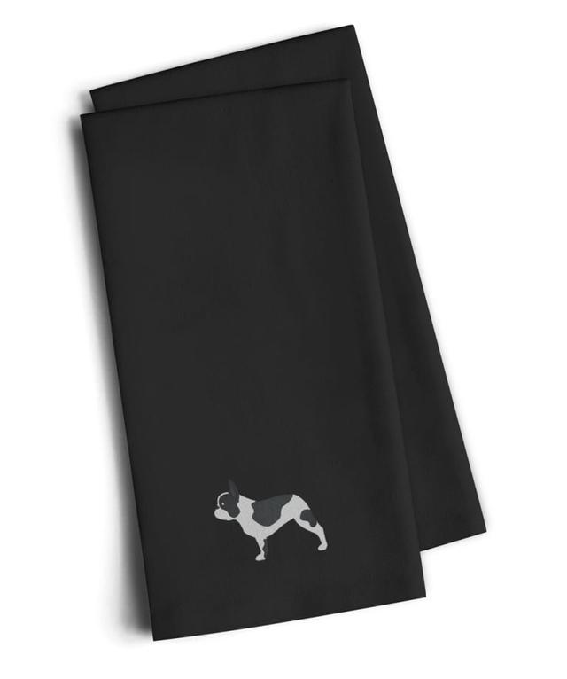 French Bulldog Black Embroidered Kitchen Towel, Set of 2