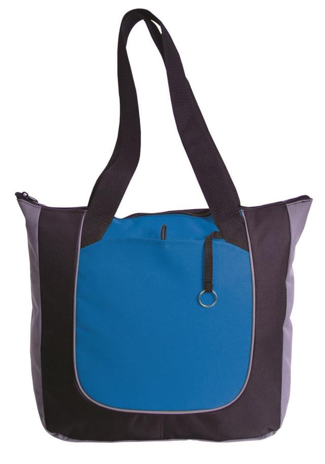 Polyester Shopper Tote - Royal Blue - Black / Grey