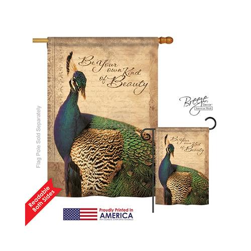 05043 Birds Peacock 2-Sided Vertical Impression House Flag - 28 x 40 in.