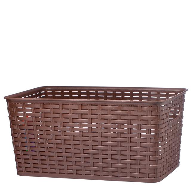 Nua Gifts 426 - B Big Rattan Storage Basket  15.88 x 10 x 7.5 in. - Brown