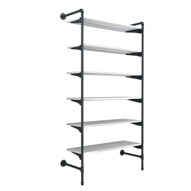 PSORG2WH Pipeline Outrigger Kit with Six Wood Shelves, Anthracite Grey Frame with White Shelves