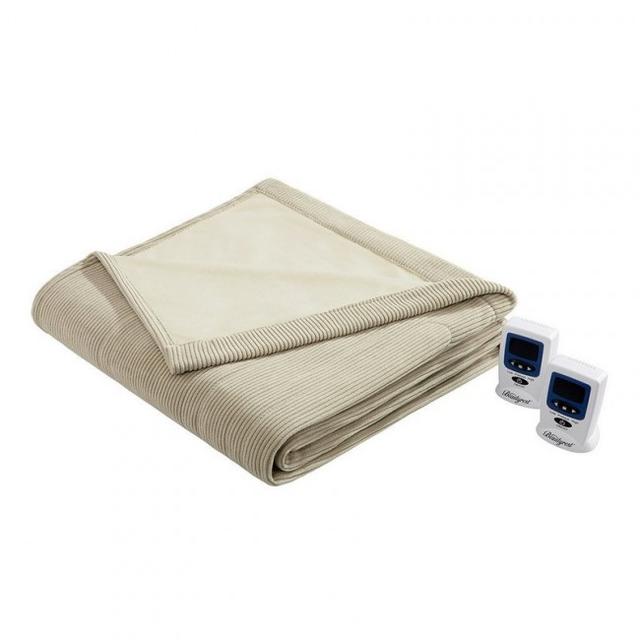 Electric Micro Fleece Heated Blanket - Beige - King