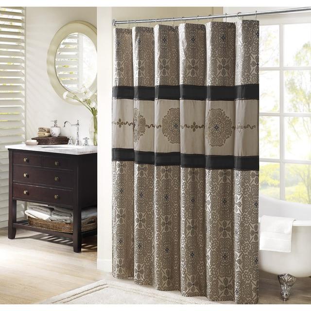 MP70-8302 72 x 72 x 0.13 in. Donovan Embroidered Shower Curtain, Black