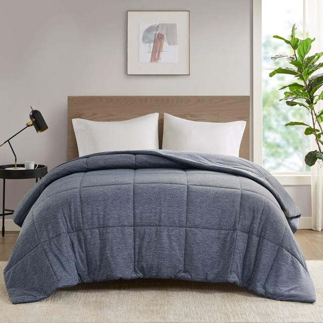 UH10-2504 90 x 94 x 1 in. Comfort Cool Jersey Knit Oversized Down Alternative Comforter, Navy - Full & Queen Size
