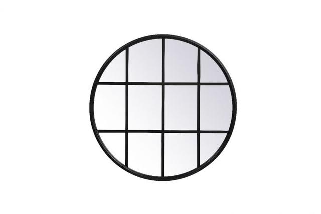 28 x 28 in. Metal Windowpane Mirror, Black