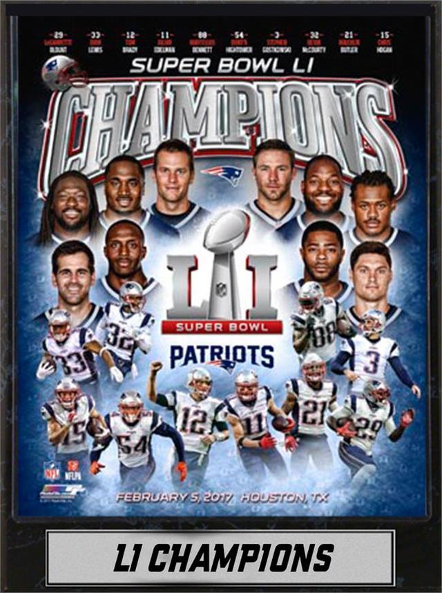 297-67 9 x 12 in. Plaque - Super Bowl 51 Champions, New England Patriots